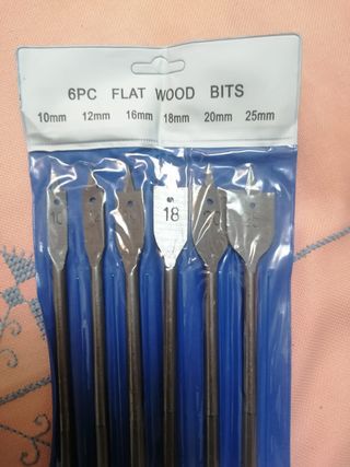6 Brocas Planas Madera 10-25mm