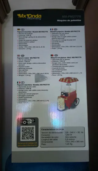 Máquina de Palomitas Mx Onda Roja