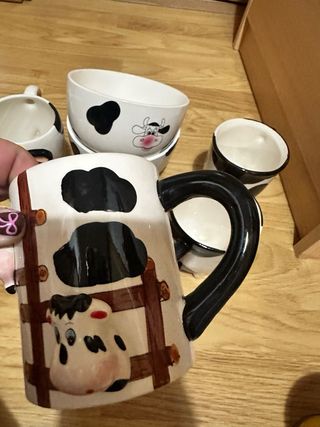 Lote Tazas y Cuencos Vaca Cerámica