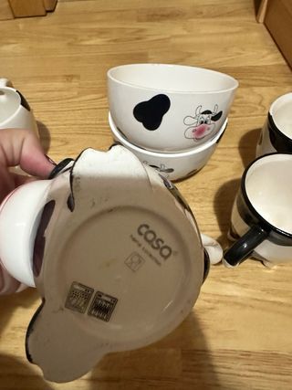 Lote Tazas y Cuencos Vaca Cerámica