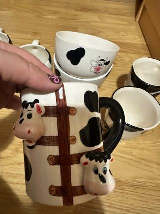 Lote Tazas y Cuencos Vaca Cerámica