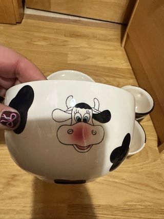 Lote Tazas y Cuencos Vaca Cerámica