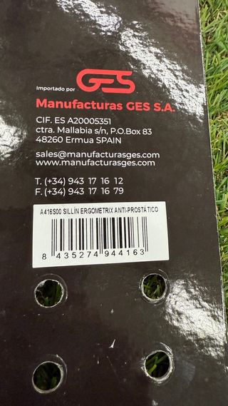 Sillín Ges Ergometrix Anti-prostático Negro Nuevo