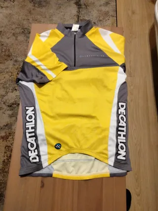 Maillot Ciclismo Vintage Decathlon Amarillo Gris