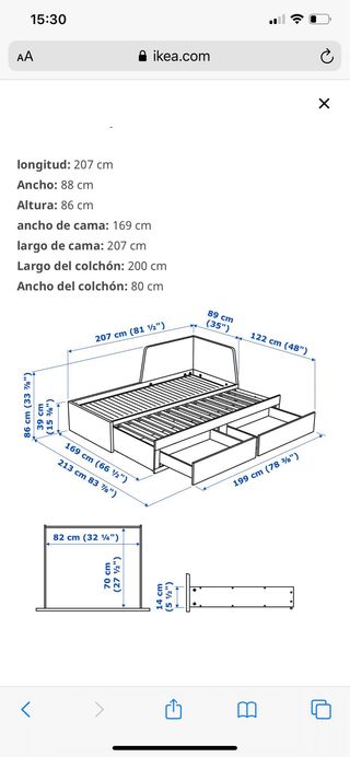 Cama Diván IKEA Blanca y colchones de muelle