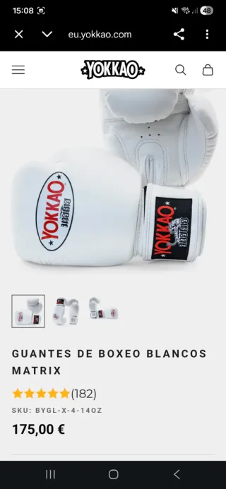 Guantes Yokkao 14 OZ Blancos Muay Thai.