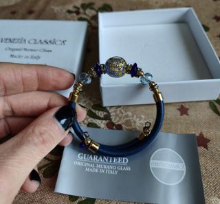 Bracciale Venezia Murano Blu e Oro Originale