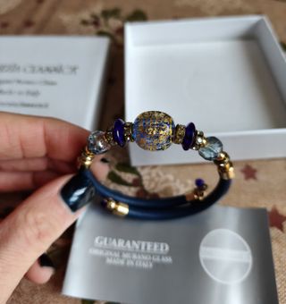 Bracciale Venezia Murano Blu e Oro Originale