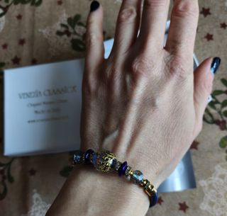 Bracciale Venezia Murano Blu e Oro Originale