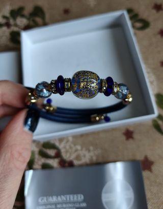 Bracciale Venezia Murano Blu e Oro Originale