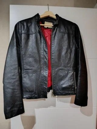 Chaqueta de cuero negra mujer