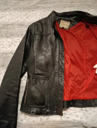 Chaqueta de cuero negra mujer