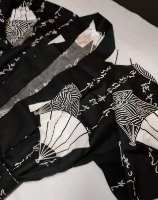 Kimono giapponese cotone nero e bianco