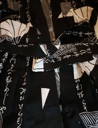 Kimono giapponese cotone nero e bianco