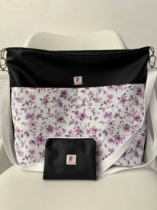Conjunto Bolso y Cartera Polipiel Floral