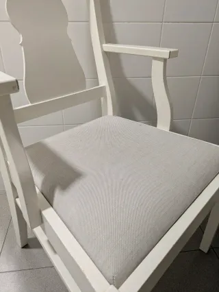 Silla Ingatorp Ikea Madera Reposabrazos Blanca