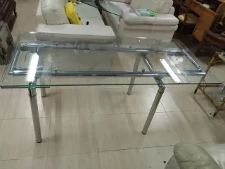 Mesa Comedor Extensible Cristal y Metal