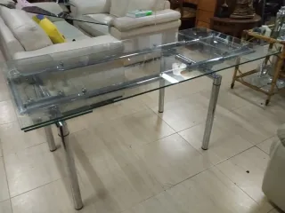 Mesa Comedor Extensible Cristal y Metal
