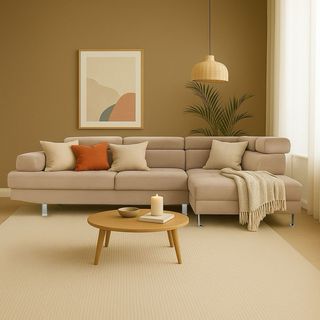 Sofá Chaise Longue Terciopelo Gris/Beige