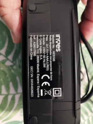 Radio Despertador Proyector MARCA EL CORTE INGLÉS