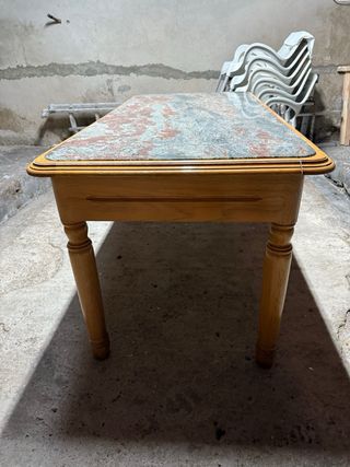 Mesa de cocina mármol y madera 160x80