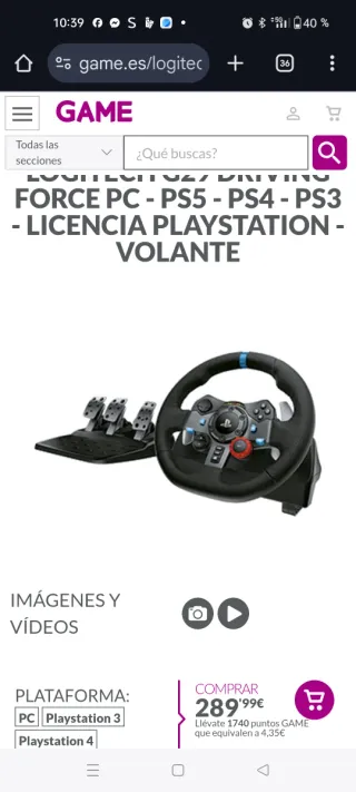 Volante Logitech G29 + Pedales + Palanca
