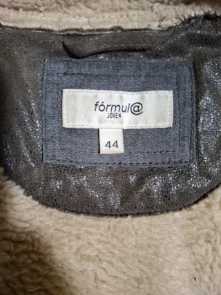 Cazadora polipiel mujer marrón y gris