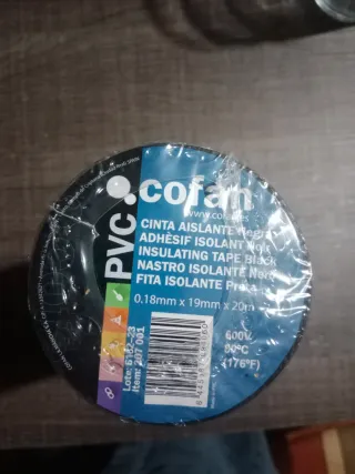 Cinta Aislante PVC Cofán Negra 19mm x 20m