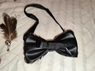 Pajarita de plumas negra y verde