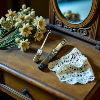 Antico gancio bottoni in custodia nobile 1800