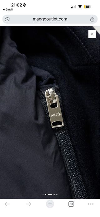 Abrigo Mango Lana con Capucha Negra