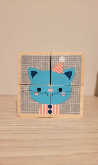 Puzzle cubos madera Janod 4 piezas animales