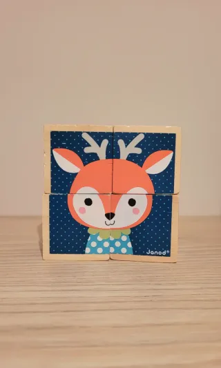 Puzzle cubos madera Janod 4 piezas animales
