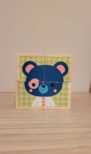 Puzzle cubos madera Janod 4 piezas animales