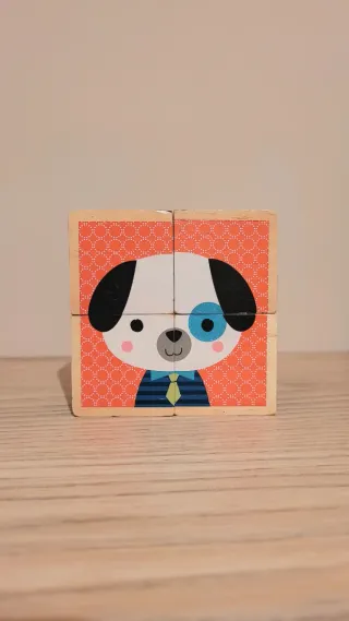 Puzzle cubos madera Janod 4 piezas animales