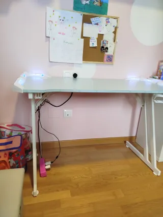 Mesa  escritorio Gaming azul con led