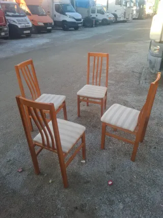 Juego 4 Sillas Comedor Madera Tapizadas
