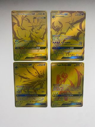 Lote 4 Cartas Pokémon GX Doradas