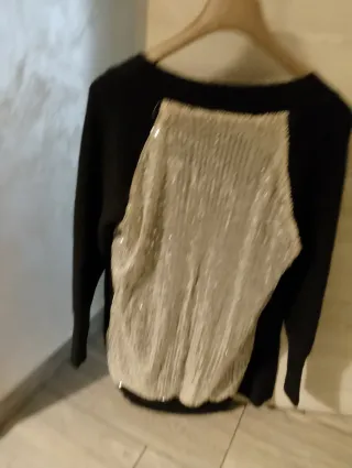Cardigan donna con paillettes argento