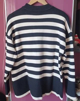 Jersey Zara rayas negro y beige Talla L