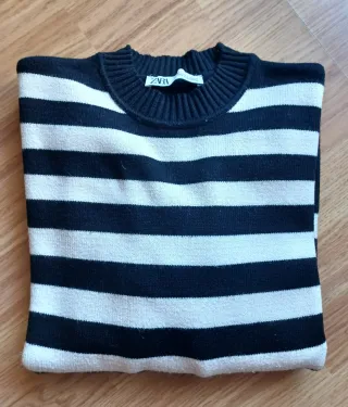 Jersey Zara rayas negro y beige Talla L