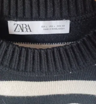 Jersey Zara rayas negro y beige Talla L
