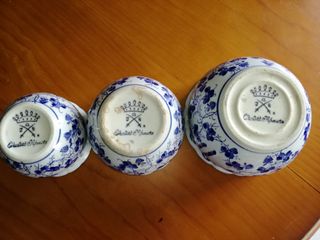 Kit 3 Jarrones Cerámica Azul y Blanco