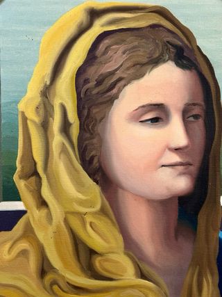 Antico ritratto olio su tela scuola italiana XX