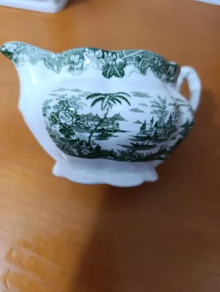 Juego de café Cartuja verde y blanco