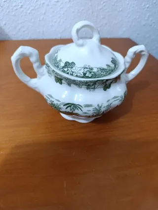 Juego de café Cartuja verde y blanco