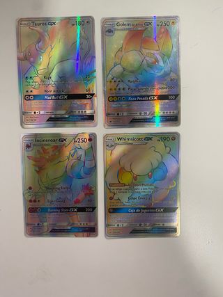 Lote 4 Cartas Pokémon GX Arcoíris
