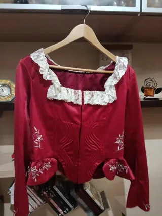 Corpiño Fallera Vino Bordado Plata