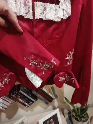 Corpiño Fallera Vino Bordado Plata