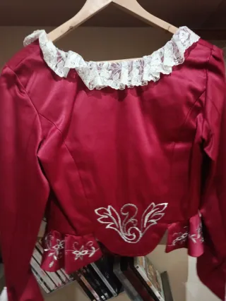 Corpiño Fallera Vino Bordado Plata